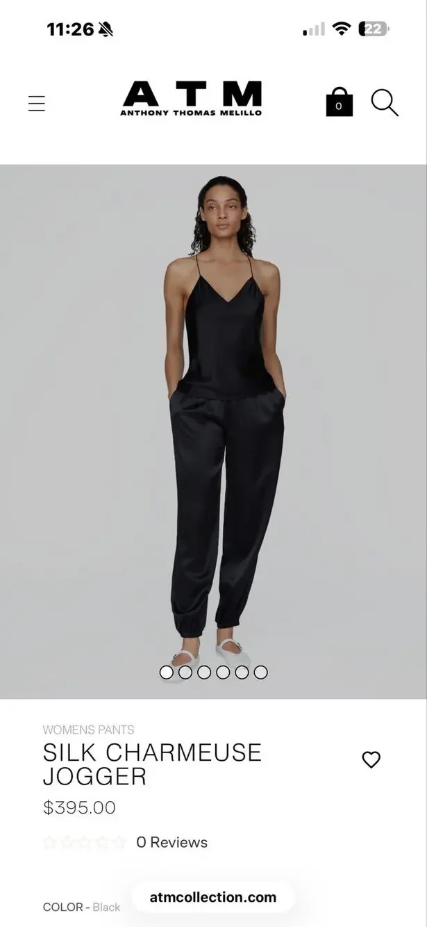 ATM Anthony Thomas Melillo navy 100% silk joggers